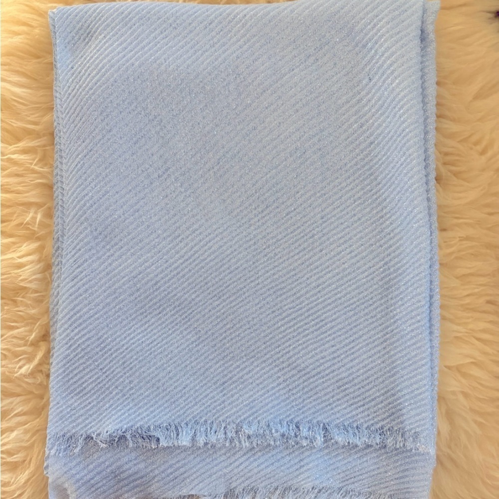Soft Knit Light Blue Sparkly Wide Scarf